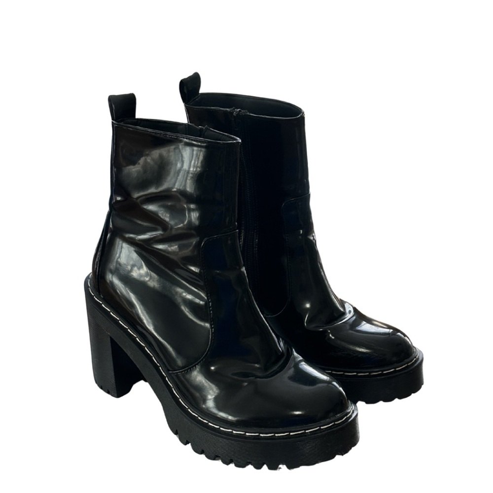 Black Chunky Heel Ankle Boots
